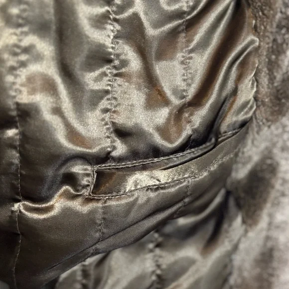 Dennis Basso Faux Fur Jacket Size Large Light Brown Faux Fur Coat with Hood - Picture 7 of 13